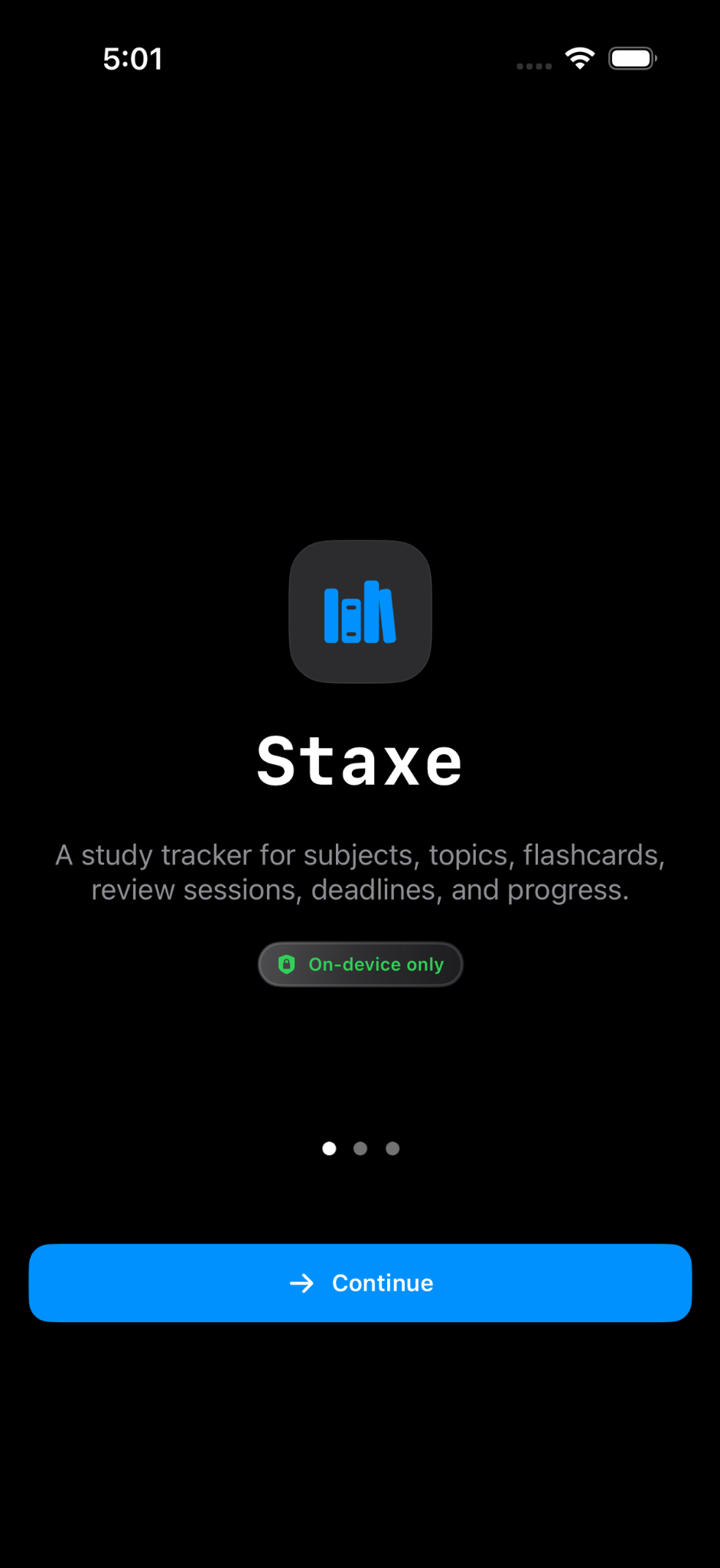 Staxe onboarding screen